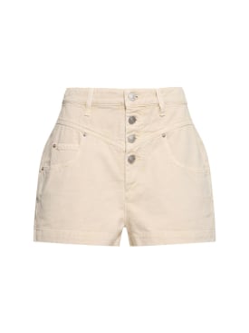 Marant Etoile: Jovany high waist cotton shorts - Ecru - women_0 | Luisa Via Roma