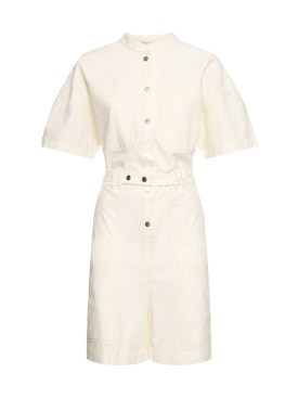 Marant Etoile: Kiara belted cotton overalls - Beige - women_0 | Luisa Via Roma