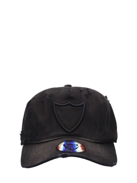 HTC Los Angeles: Gorra de baseball de algodón con logo bordado - Negro - men_0 | Luisa Via Roma