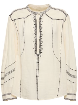 Marant Etoile: Pelson embroidered cotton shirt - Ecru - women_0 | Luisa Via Roma