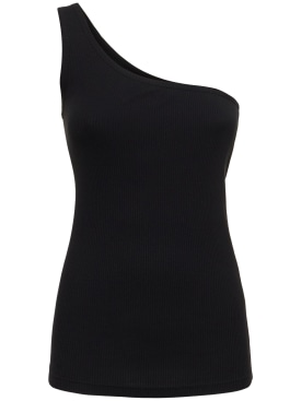 Isabel Marant: Tresia one shoulder cotton top - Black - women_0 | Luisa Via Roma