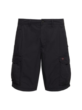 Napapijri: Noto 2.0 cotton cargo shorts - Black - men_0 | Luisa Via Roma