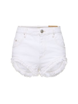 Isabel Marant: Eneidao fringed cotton denim shorts - White - women_0 | Luisa Via Roma
