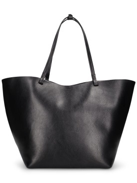 The Row: XL Park vegetable tanned leather tote - Black - women_0 | Luisa Via Roma
