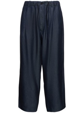 Giorgio Armani: Pantalones de lyocell - Azul Denim - men_0 | Luisa Via Roma