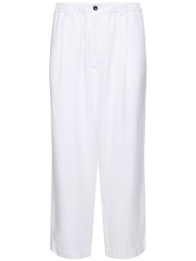 Giorgio Armani: Lyocell elastic waistband pants - White - men_0 | Luisa Via Roma