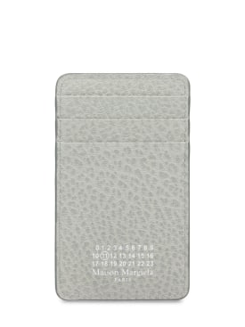 Maison Margiela: Grainy leather vertical card holder - Anisette - men_0 | Luisa Via Roma