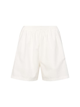 The Row: Gunty cotton jersey shorts - White - women_0 | Luisa Via Roma