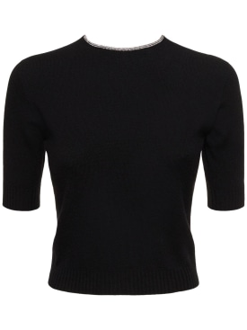 Giorgio Armani: Single jersey embellished top - Black - women_0 | Luisa Via Roma