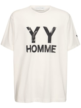 Yohji Yamamoto: YYH printed cotton t-shirt - Off White - men_0 | Luisa Via Roma