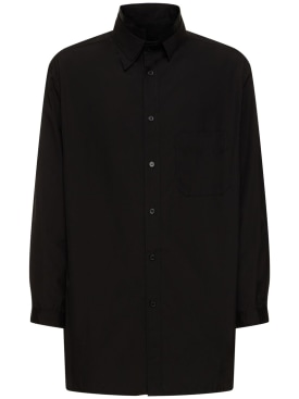 Yohji Yamamoto: A-链针3层棉质衬衫 - 黑色 - men_0 | Luisa Via Roma