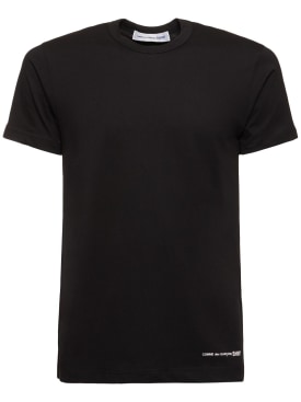 Comme des Garçons Shirt: T-shirt in cotone con logo - Nero - men_0 | Luisa Via Roma