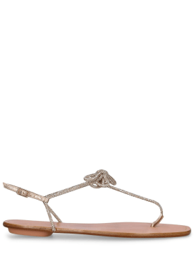 Aquazzura: 5mm Capri mirror leather flat sandals - Gold - women_0 | Luisa Via Roma