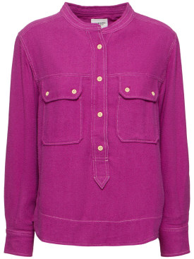 Marant Etoile: Tecoyo buttoned silk top - Pink - women_0 | Luisa Via Roma