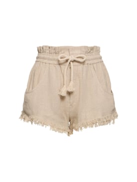 Marant Etoile: Shorts de seda con cordón - Ecrú - women_0 | Luisa Via Roma