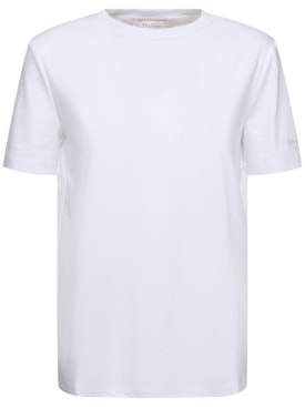 Max Mara: T-shirt Cosmo in interlock - Bianco - women_0 | Luisa Via Roma
