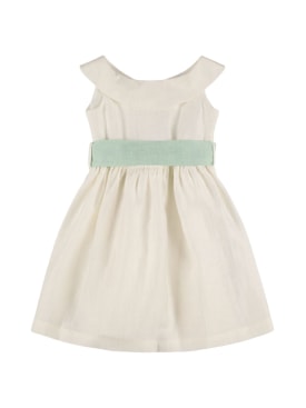 Il Gufo: Linen blend dress - White/Light Green - kids-girls_0 | Luisa Via Roma