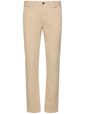 Zegna: Five pocket cotton pants - Light Beige - men_0 | Luisa Via Roma