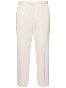 Zegna: Pantalones plisados de algodón y lana - Blanco - men_0 | Luisa Via Roma