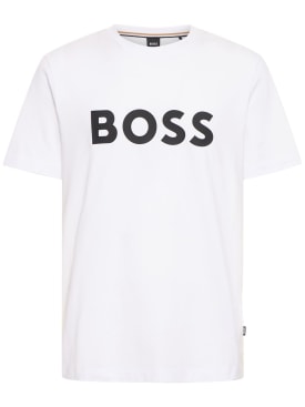 Boss: Tiburt 354 logo cotton t-shirt - White - men_0 | Luisa Via Roma