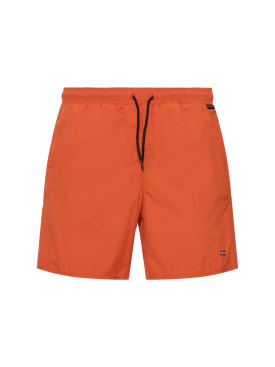 Napapijri: V-Haldane tech swim shorts - Orange Burnt - men_0 | Luisa Via Roma
