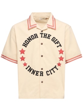 Honor the Gift: Tradition short sleeve snap button shirt - Bone - men_0 | Luisa Via Roma