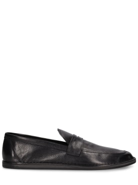 The Row: Cary leather loafers - Black - women_0 | Luisa Via Roma