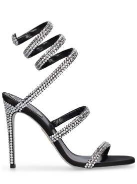 René Caovilla: 105mm Satin & crystal sandals - Black - women_0 | Luisa Via Roma