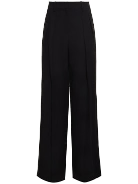 Michael Kors Collection: Pantalones anchos de lino - Negro - women_0 | Luisa Via Roma
