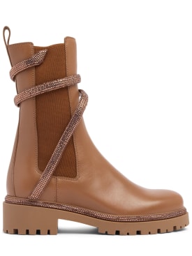 René Caovilla: 40mm Cleo leather chelsea boots - Brown - women_0 | Luisa Via Roma