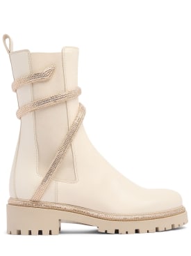 René Caovilla: 40mm Cleo leather chelsea boots - Off White - women_0 | Luisa Via Roma