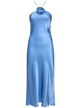 Designers Remix: Sadie silk satin long dress - Blue - women_0 | Luisa Via Roma