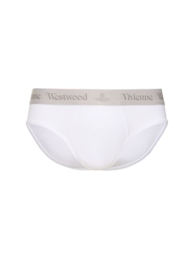 Vivienne Westwood: Pack of 2 stretch cotton briefs - White - men_0 | Luisa Via Roma