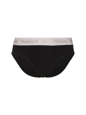 Vivienne Westwood: Pack of 2 stretch cotton briefs - Black - men_0 | Luisa Via Roma
