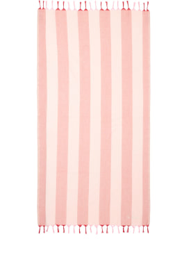 Mc2 Saint Barth: Logo striped cotton towel - Red/Pink - kids-girls_0 | Luisa Via Roma