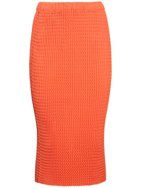 ISSEY MIYAKE: Jupe plissée en coton mélangé - Orange - women_0 | Luisa Via Roma