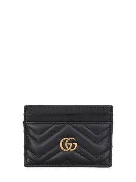 Gucci: "GG MARMONT"绗缝皮革卡包 - 黑色 - women_0 | Luisa Via Roma