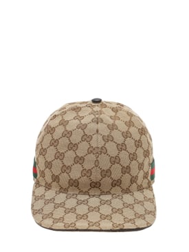 Gucci: GG Supreme canvas baseball hat - Beige - women_0 | Luisa Via Roma
