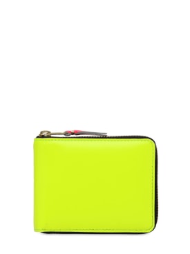 Comme des Garçons Wallet: Super fluo leather zip-around wallet - Yellow - men_0 | Luisa Via Roma
