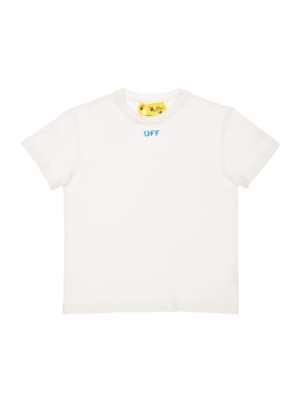 Off-White: T-shirt in jersey di cotone con logo - Bianco - kids-girls_0 | Luisa Via Roma