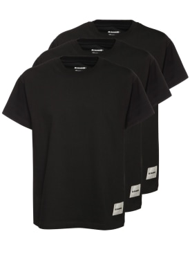 Jil Sander: Set di 3 t-shirt Plus in cotone - Nero - men_0 | Luisa Via Roma