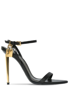 Tom Ford: 105mm Padlock leather sandals - Black - women_0 | Luisa Via Roma