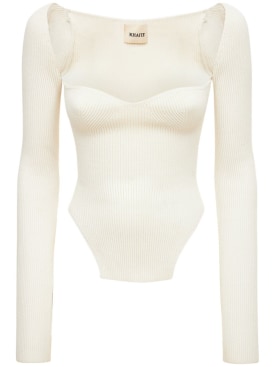 Khaite: Maddy stretch rib knit top - White - women_0 | Luisa Via Roma