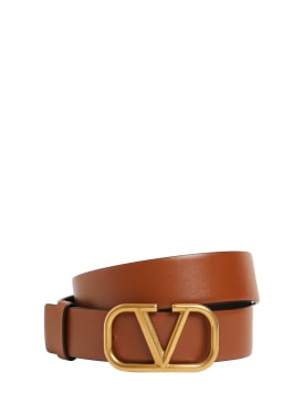 Valentino Garavani: 30mm Logo leather belt - Selleria - men_0 | Luisa Via Roma