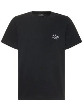 A.P.C.: Logo embroidery organic cotton t-shirt - Black - men_0 | Luisa Via Roma