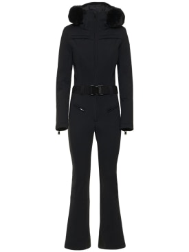 Goldbergh: Parry ski suit w/ faux fur trim - Black - women_0 | Luisa Via Roma