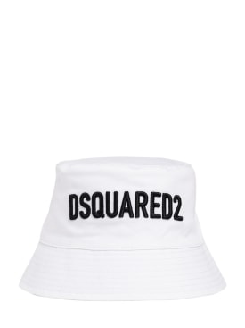 Dsquared2: Cappello bucket in gabardina di cotone - Bianco - kids-boys_0 | Luisa Via Roma