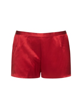 La Perla: Shorts in raso di seta - Rosso - women_0 | Luisa Via Roma