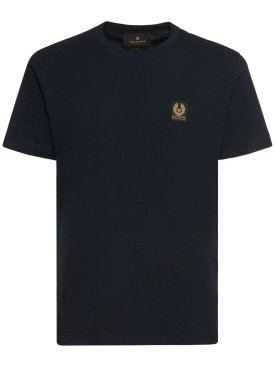 Belstaff: Logo cotton jersey t-shirt - Navy - men_0 | Luisa Via Roma