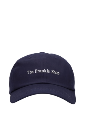 The Frankie Shop: Cappello baseball in cotone con logo ricamato - Navy - women_0 | Luisa Via Roma